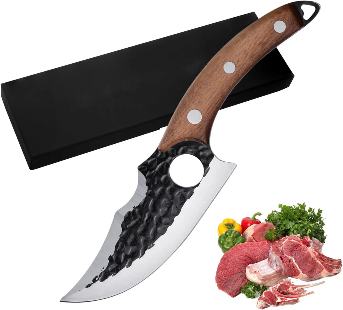 6 Inch High Carbon Steel Meat Cleaver Boning Knife with Sheath E791