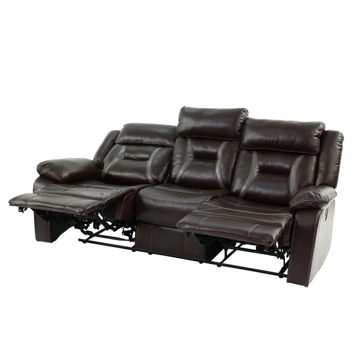 Dark Brown Leatherette Recliner Sofa I796219