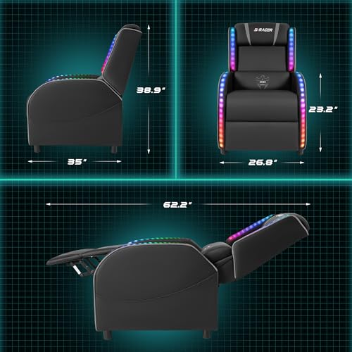 Grey LED Massage Recliner Chair N7241