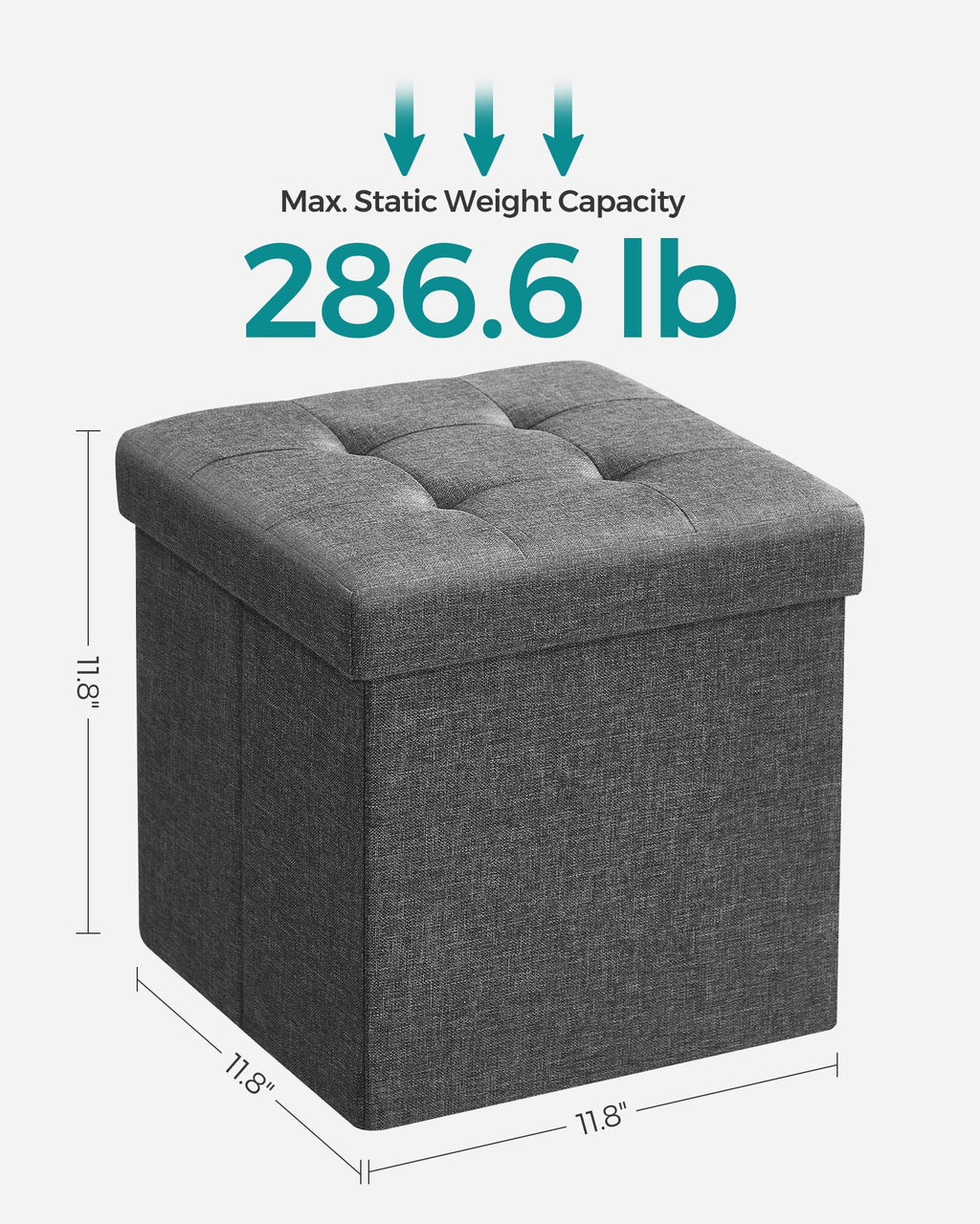 11.8" Dark Gray Storage Ottoman V983682