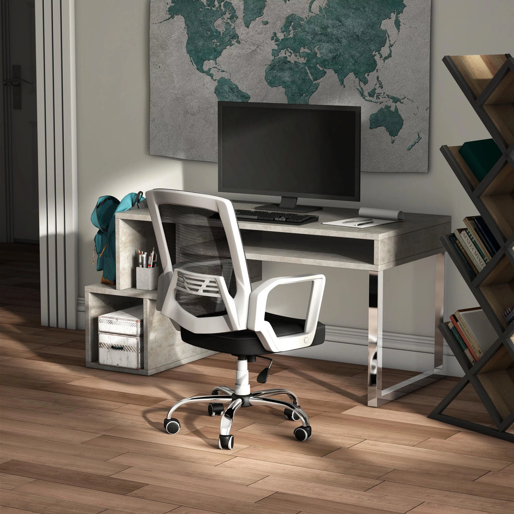White Fabric Height Adjustable Desk Chair C40913