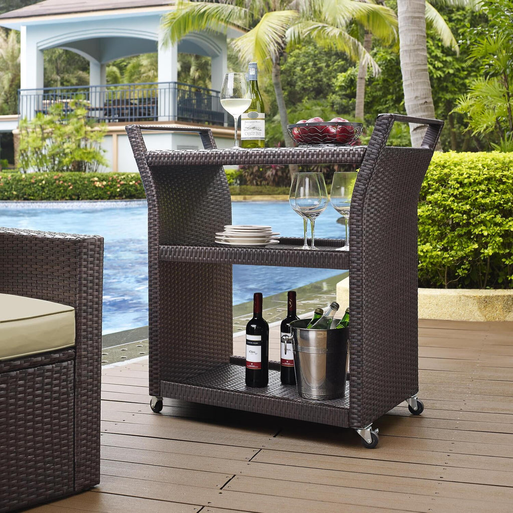 Brown Wicker Bar Cart D796685