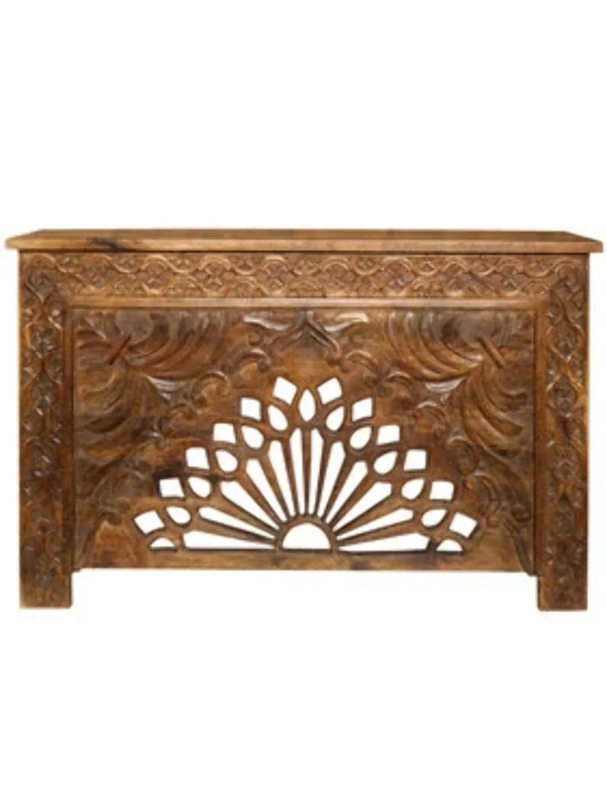 Brown Floral Hand Carved Console Table Q2139