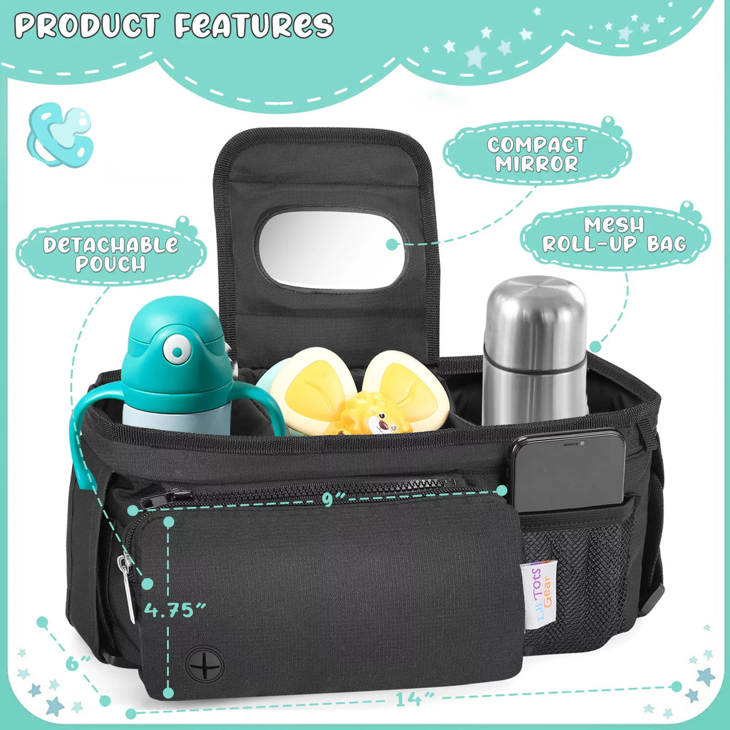 Universal Baby Organizer Insulated Cup Holder Stroller Caddy W576