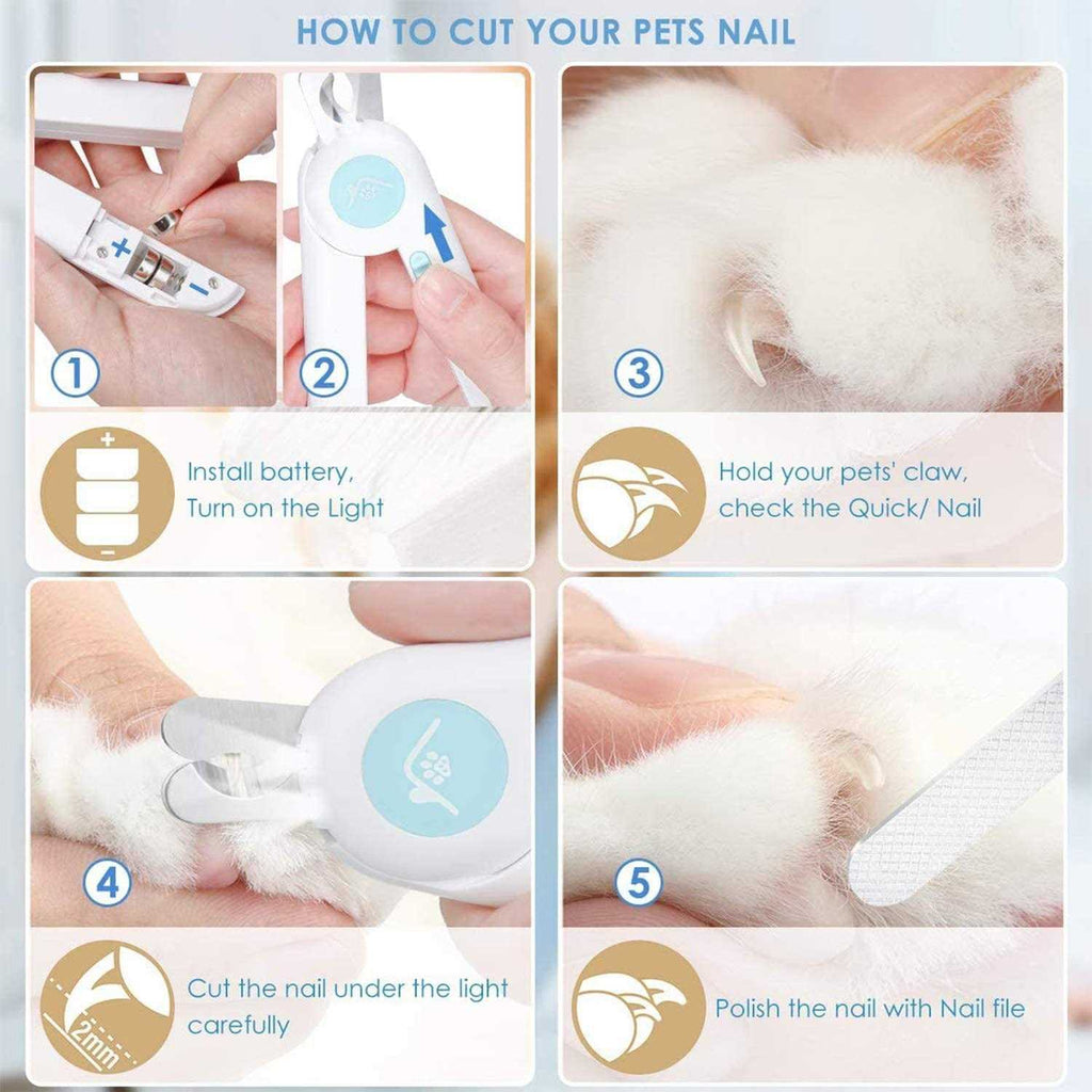 Dog Nail Clippers and Trimmers with Safety Guard LED Light H103