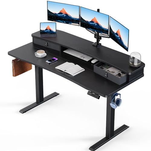 48″ x 24″ Black Electric Standing Desk with 2 Drawers X671
