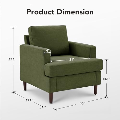 Mid-Century Linen Fabric Armchair with Wood Legs N2702