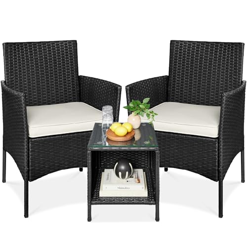3-Piece Outdoor Wicker Bistro Set with Side Table K1912
