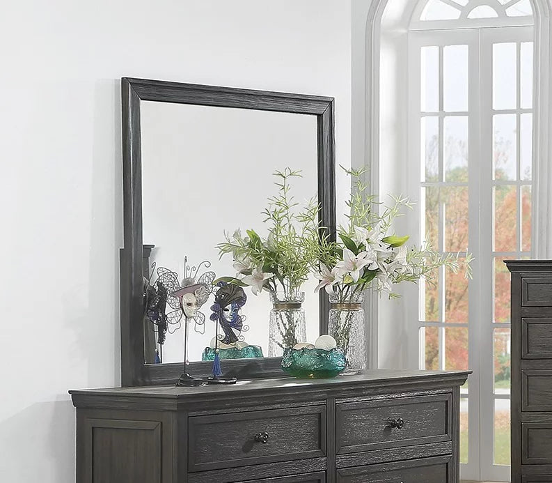 Gray 4pc Eastern King Size Bedroom Set with Dresser Mirror Nightstand K68067