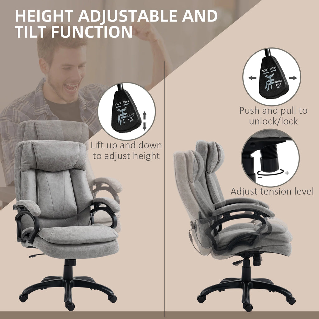 Gray Vibration Massage Office Chair with Heat V8971