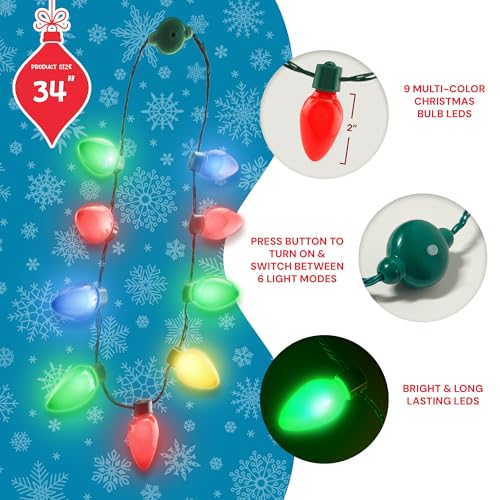4 Pack LED Light Up Christmas Bulb Necklace I7779