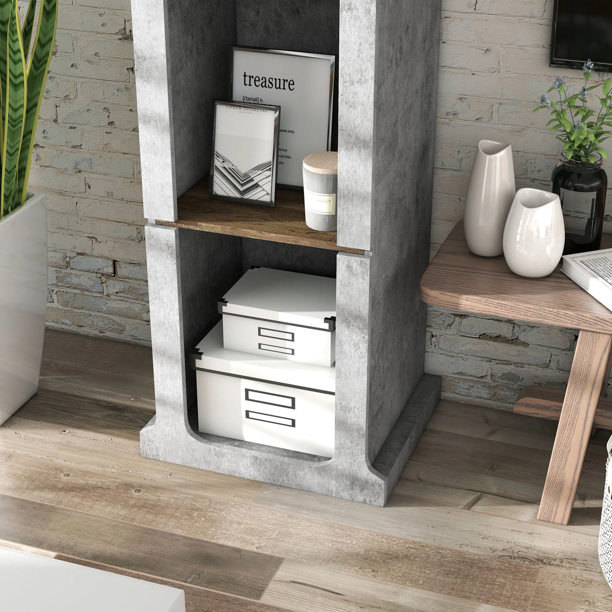 4-Shelf Wood Cement TV Tower P6609