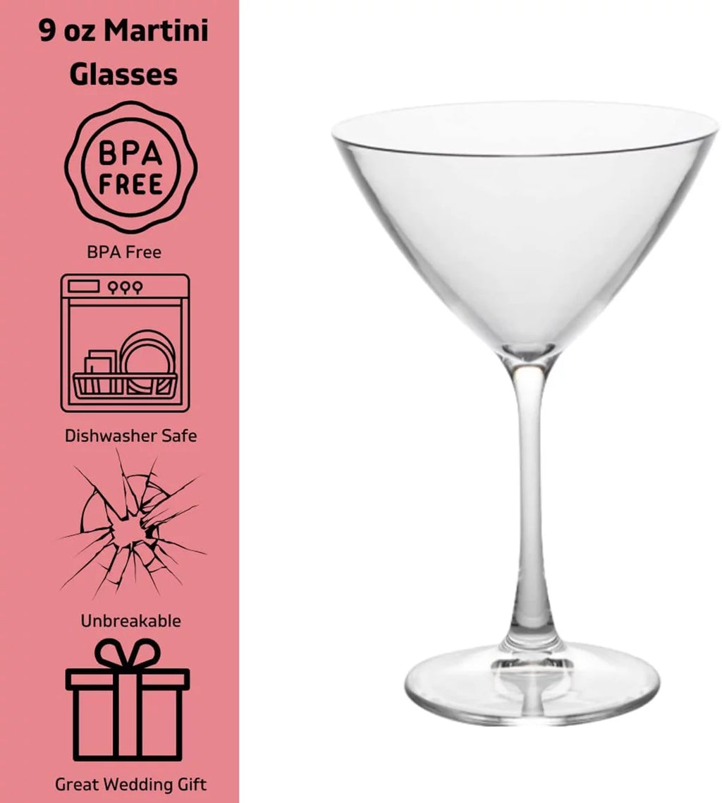 9oz Tritan Shatterproof Stemmed Martini Glasses 4 Pk W66793
