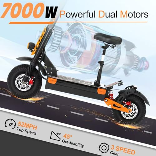 7000W Dual Motors 60V 33Ah Electric Scooter with Seat M61555