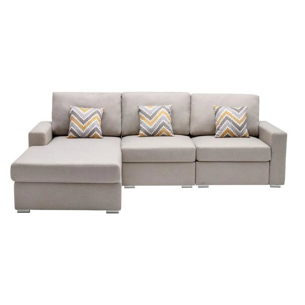 Beige Fabric Reversible Sectional Sofa Chaise N115