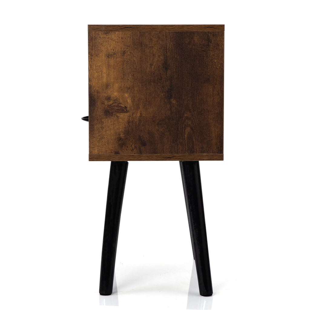 Rustic Brown End Tables with Storage Drawers and Shelf, Set of 2 D4034