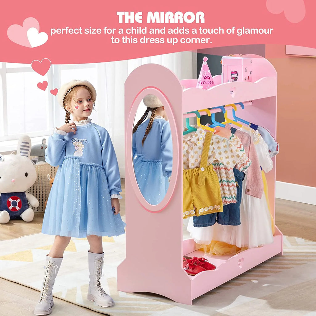 Kids Dress Up Storage Armoire Closet with Mirror A791