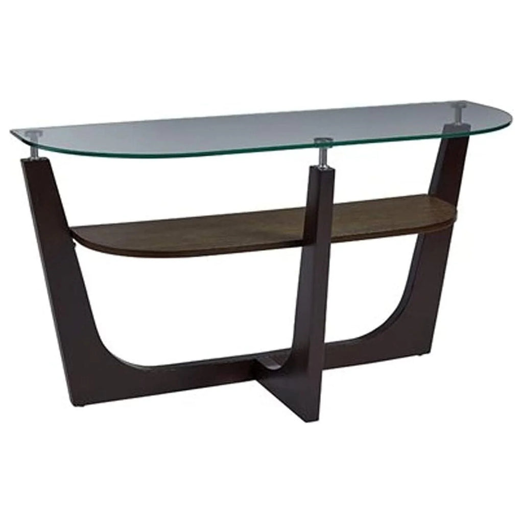 Glass Top Sofa Console Table Espresso Brown I998