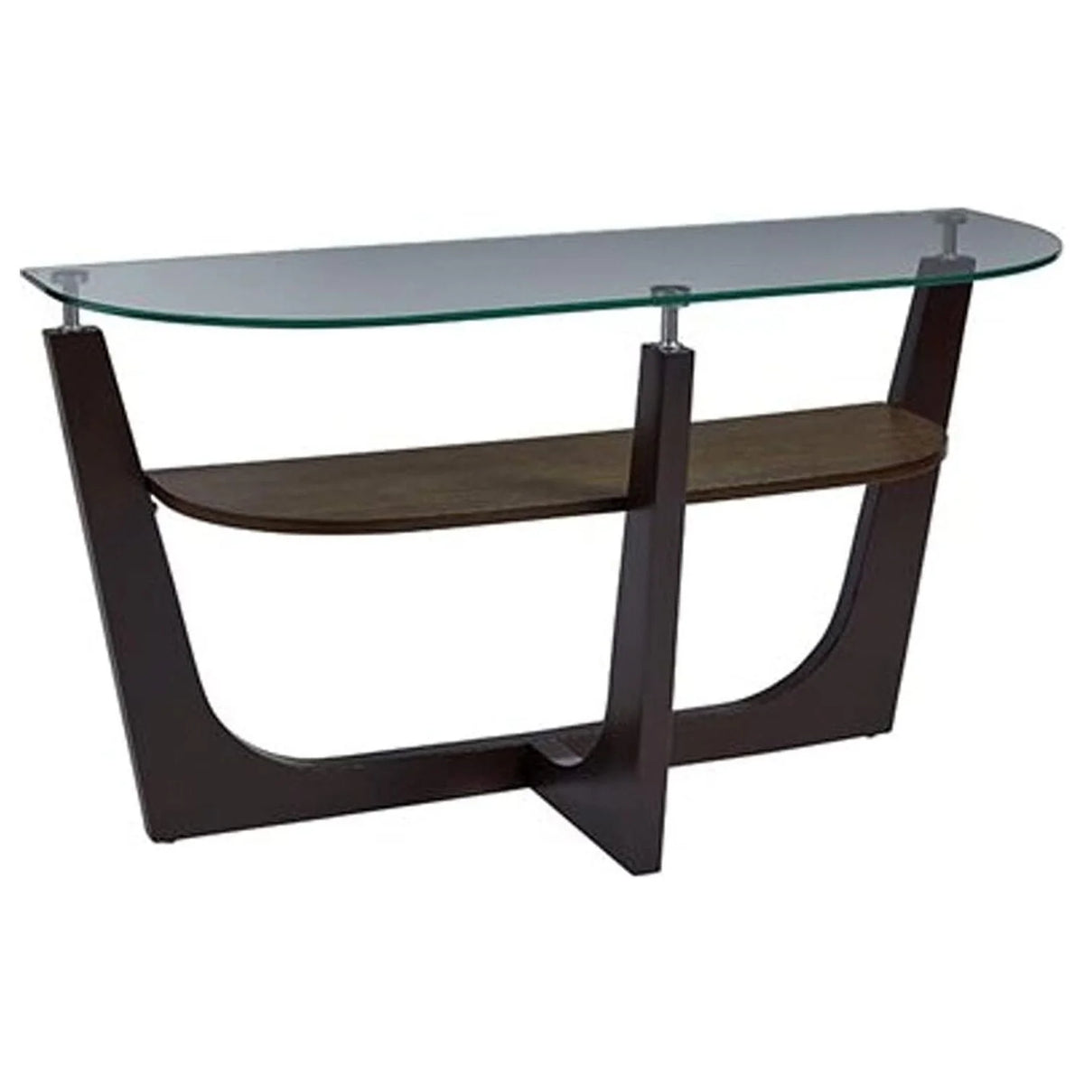 Glass Top Sofa Console Table Espresso Brown I998