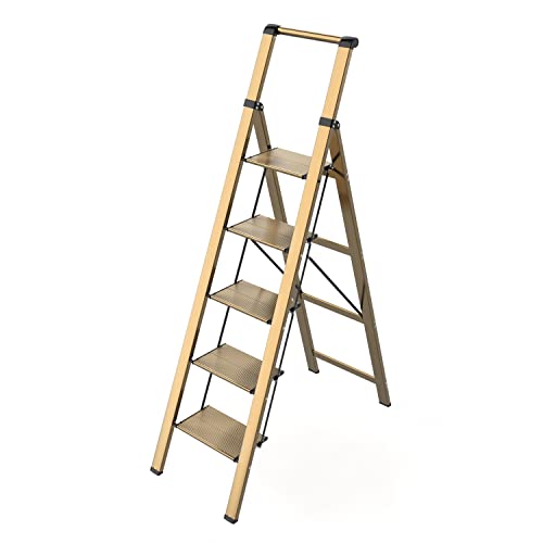 5 Step Aluminum Folding Ladder 300 lbs Capacity E9533