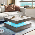 2 Tier Square LED Coffee Table with 16 RGB Lights U7374