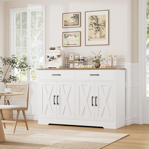 Black Rustic Brown Buffet Cabinet with Drawers and Shelves C267
