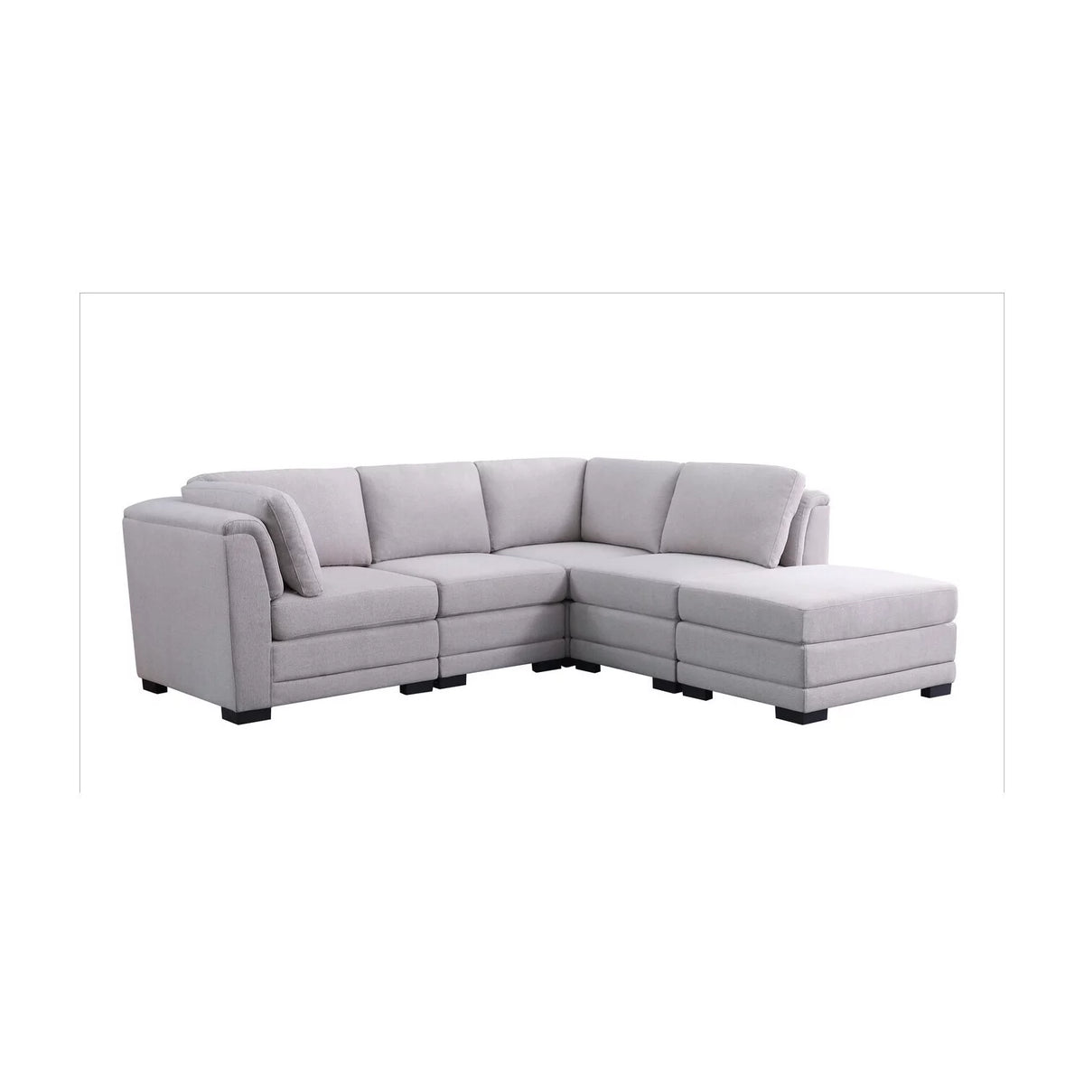 Light Gray Linen Reversible Sectional Sofa with Ottoman I364