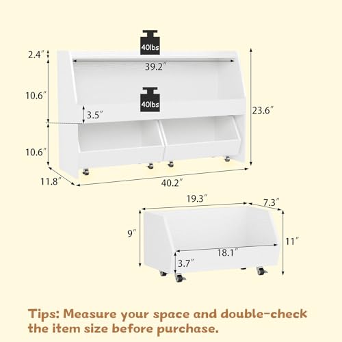 2 Tier Toy Storage Organizer with Movable Bins D703206