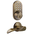 Keyless Entry Deadbolt and Lever Handle Door Lock Combo Pack Antique Brass P694632