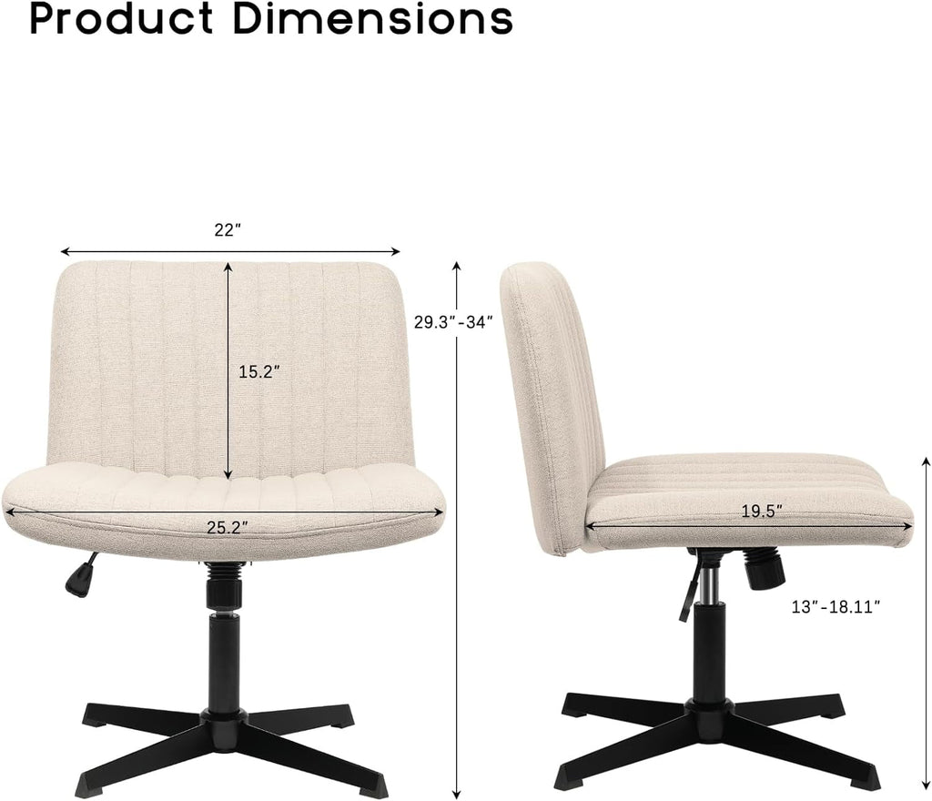 Armless Cross Legged Fabric Padded Swivel Height Adjustable Office Desk Chair C956