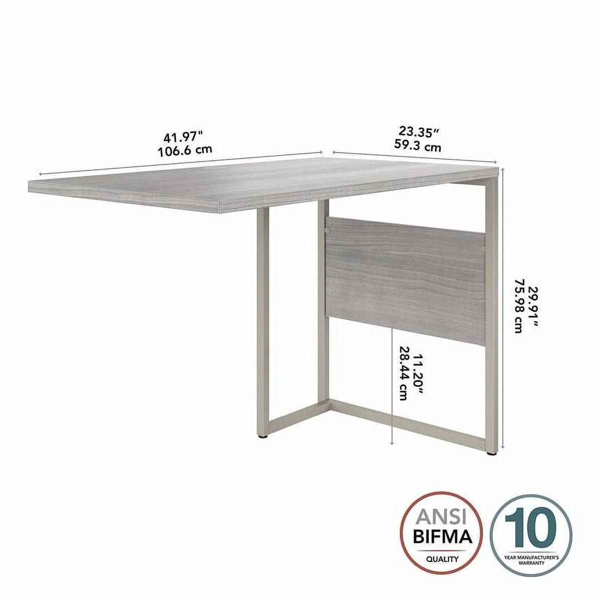42W x 24D Desk Return/Bridge in Platinum Gray U112609