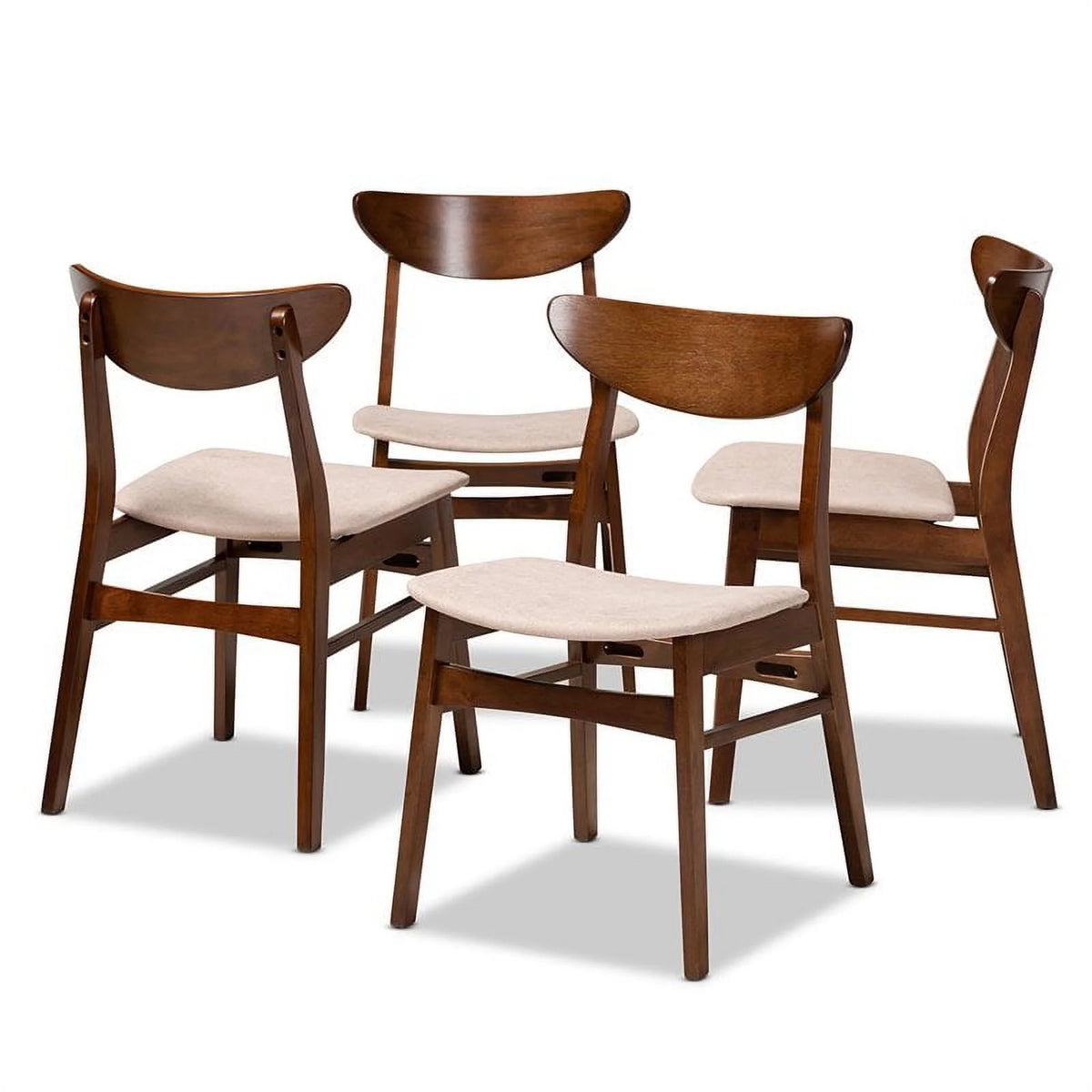 Beige Upholstered Wood 4-Piece Dining Chair Set E190798