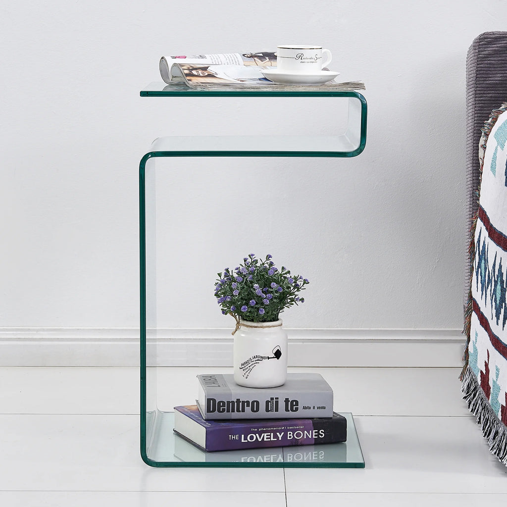 Clear Glass S-Shape End Table L51106