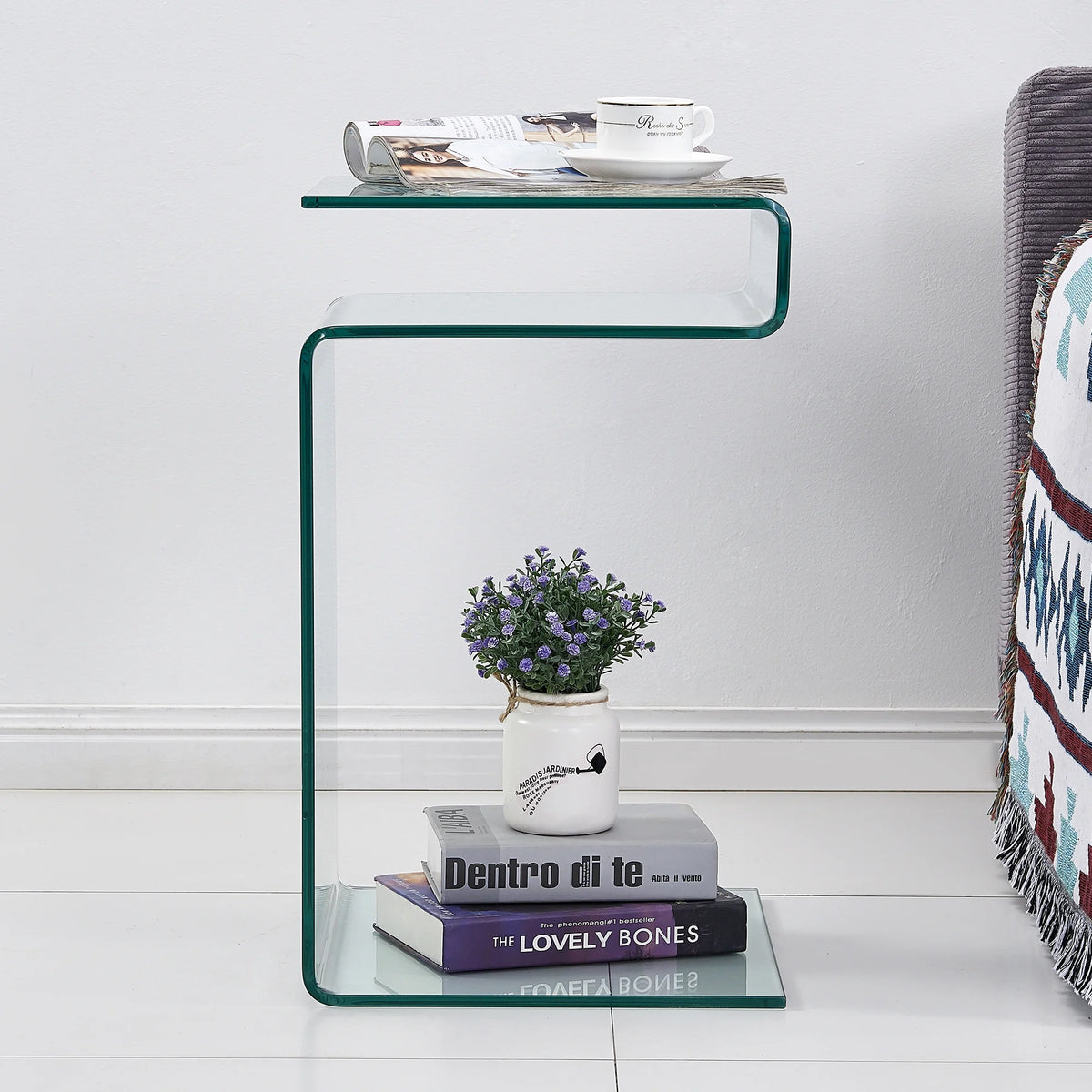 Clear Glass S-Shape End Table L51106