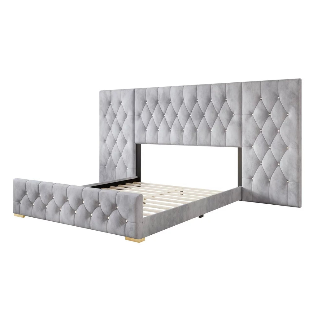 Black Velvet Tufted Platform Bed King F227125