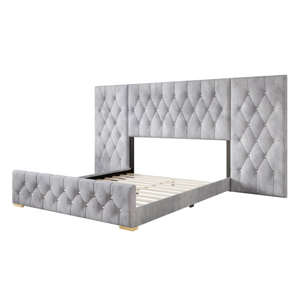 Black Velvet Tufted Platform Bed King F227125