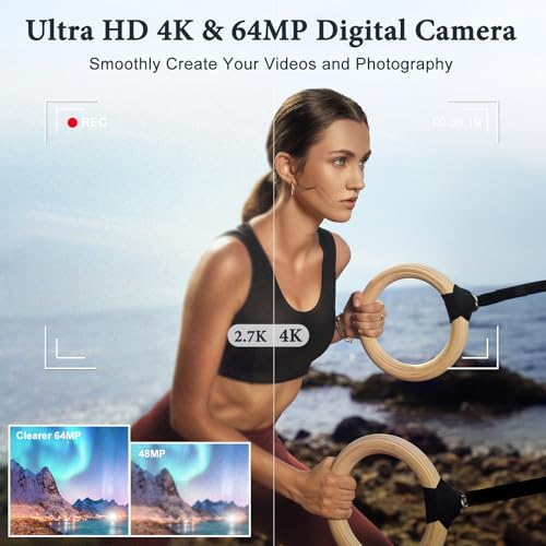 4K Digital Camera, 64MP Autofocus Anti-Shake 16X Zoom C61824
