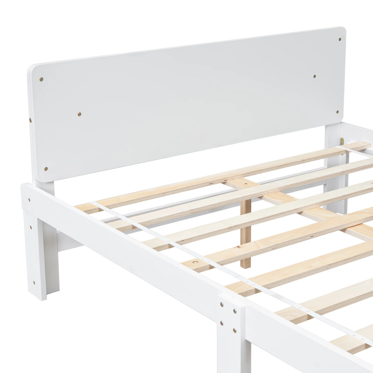 White Wood Platform Bed Frame with Headboard and Footboard Bench X15239