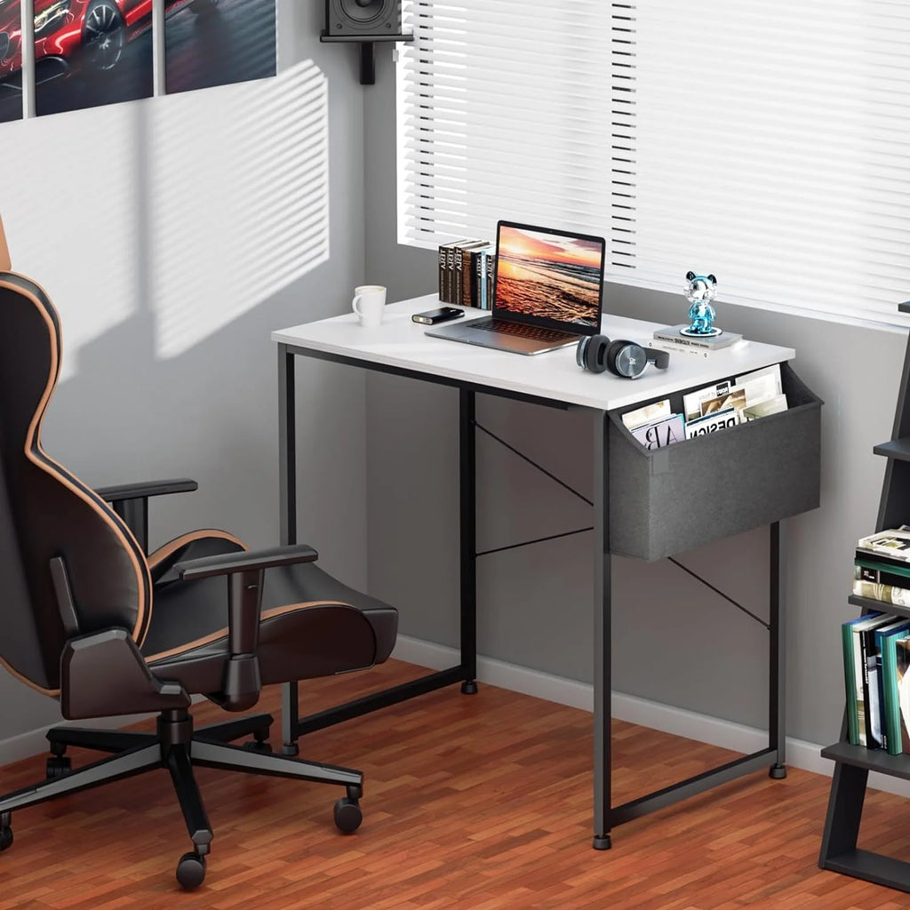 White Computer Desk with Storage Bag O2411
