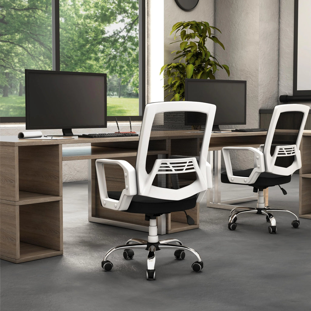 White Fabric Height Adjustable Desk Chair C40913