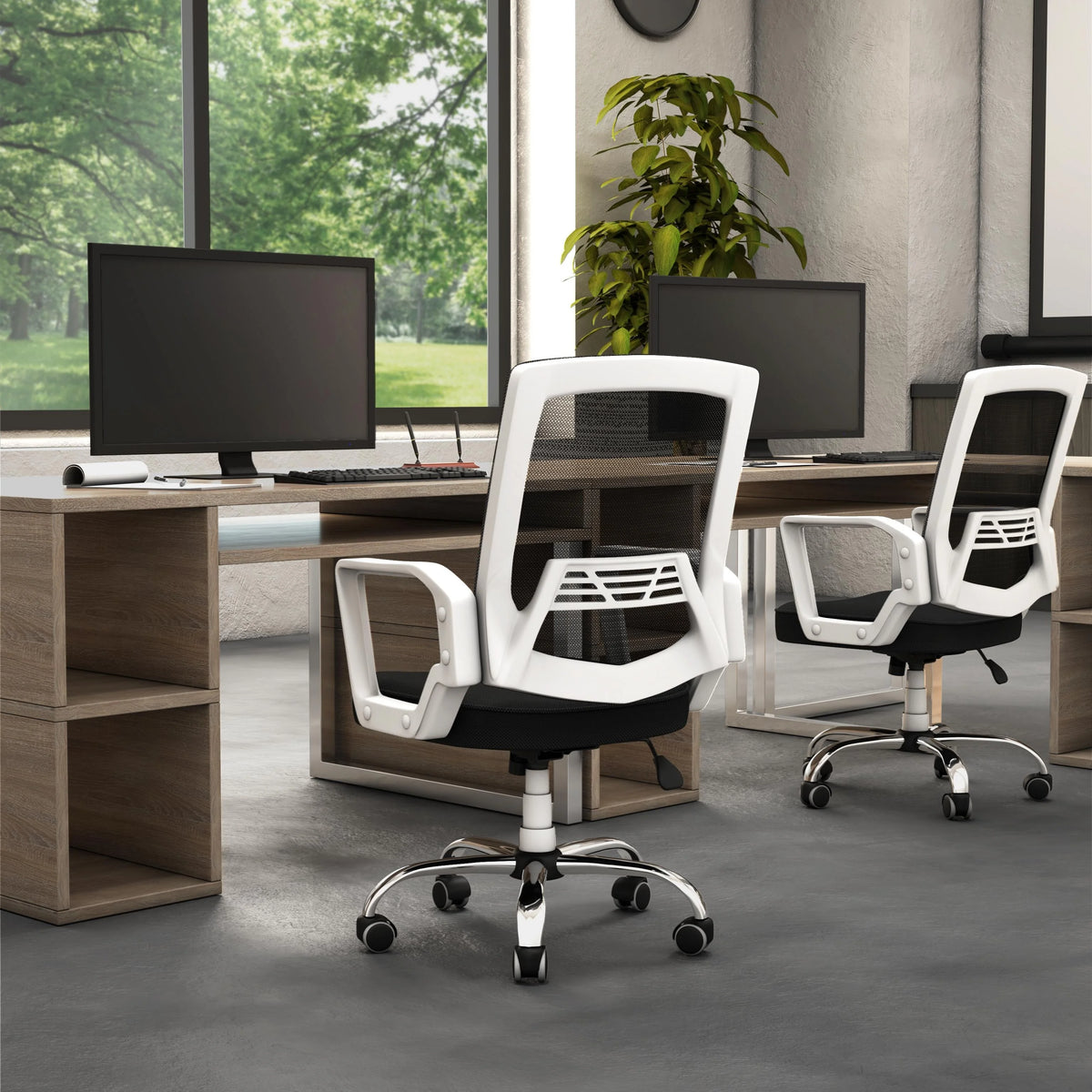 White Fabric Height Adjustable Desk Chair C40913