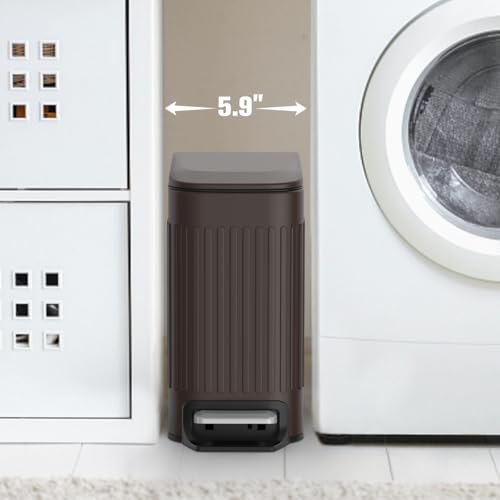 Slim Stainless Steel 6 Liter Trash Can with Lid Z339132