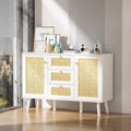 White Rattan Storage Cabinet with 2 Doors 3 Drawers F1500