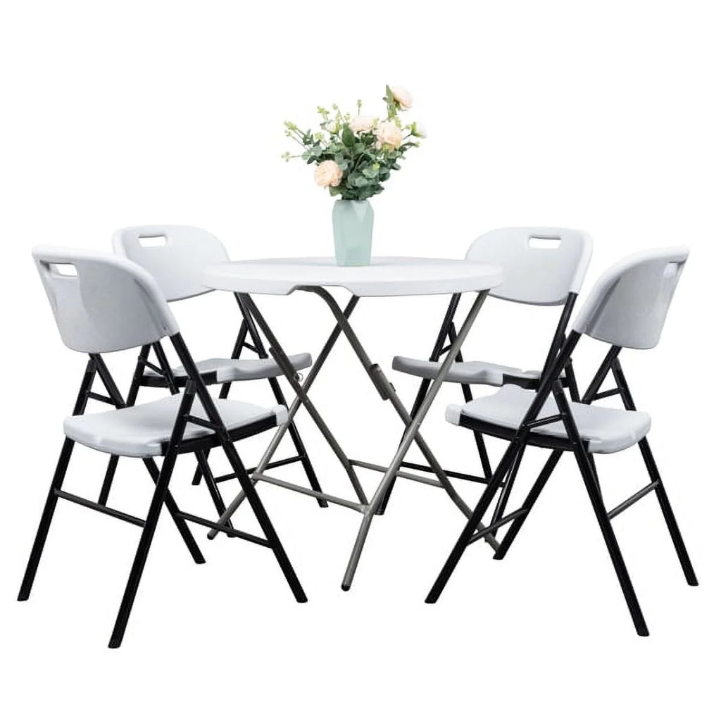 4 Pack White Plastic Folding Chairs Q821