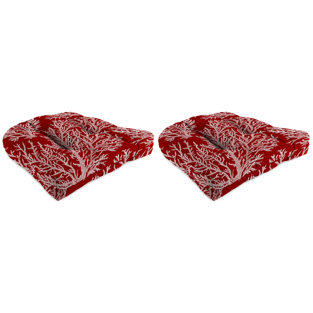 Red Square Tufted Outdoor Wicker Seat Cushion 2 Pack U989