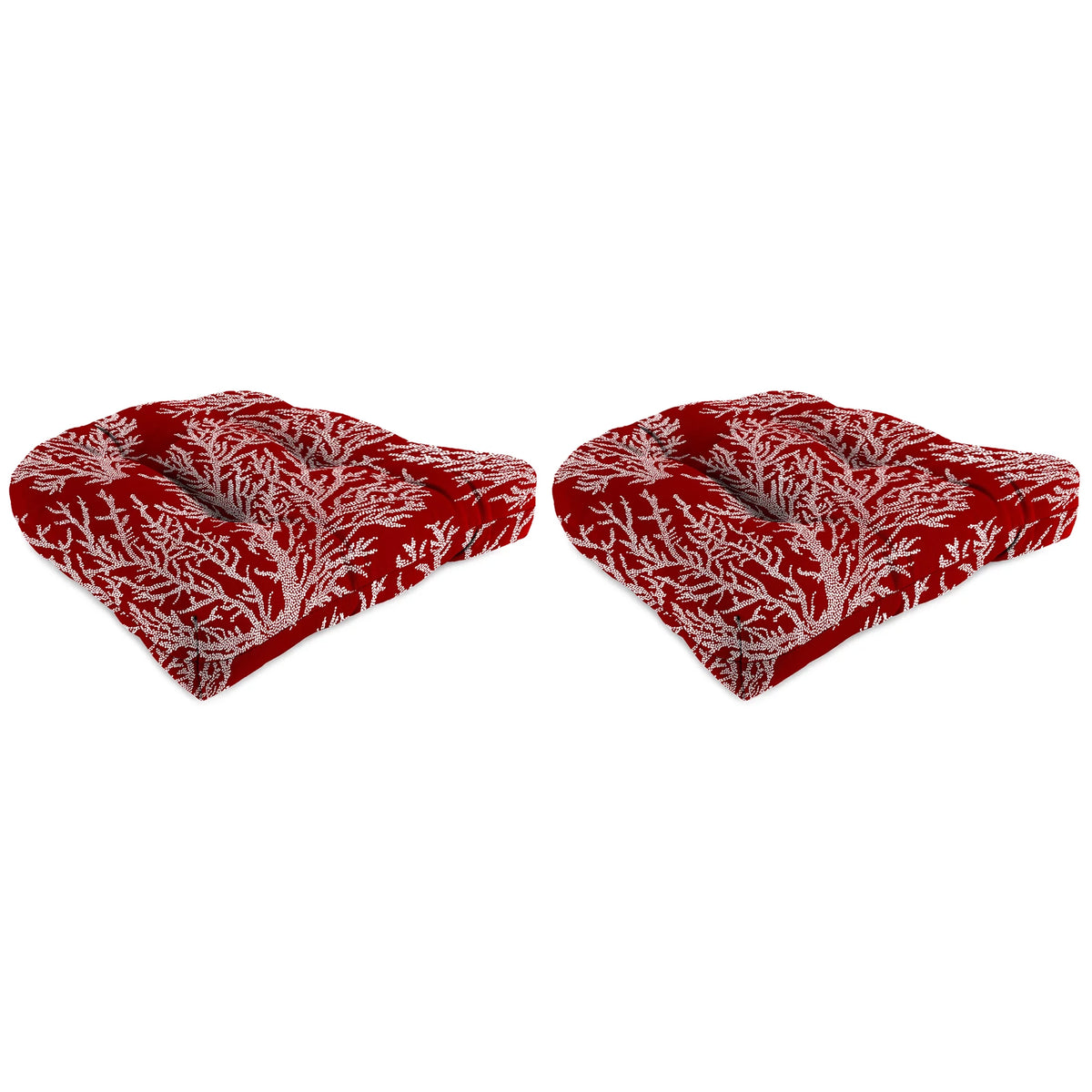 Red Square Tufted Outdoor Wicker Seat Cushion 2 Pack U989
