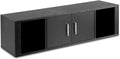 Black Wall Mounted Storage Cabinet with 2 Doors and 2 Open Shelves W491952