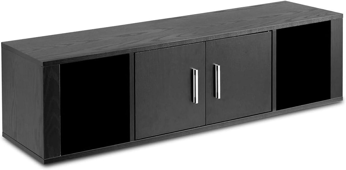 Black Wall Mounted Storage Cabinet with 2 Doors and 2 Open Shelves W491952