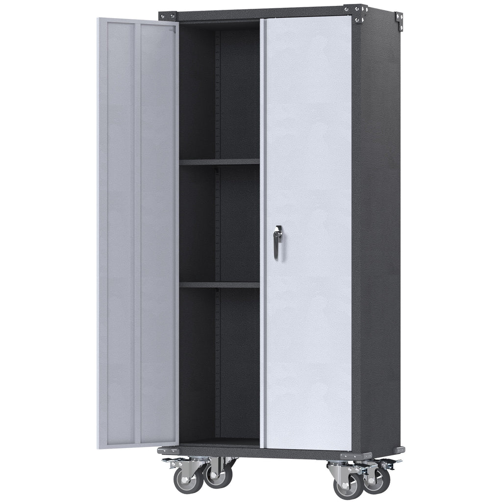 Metal Rolling Storage Cabinet with Hanging Rod S223