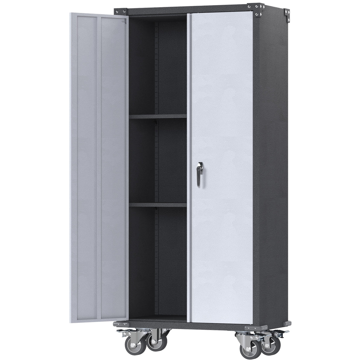 Metal Rolling Storage Cabinet with Hanging Rod S223